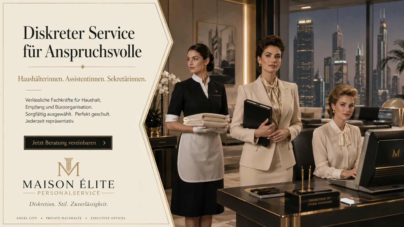 The image depicts a professional setting, likely a luxury office space, with three women dressed in business attire, working in a desk environment, and the background features a luxurious, stylish interior with modern architecture. KI-generierte Inhalte können fehlerhaft sein.